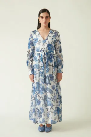 Rockefeller Holidays I  Gili Printed Dress Dobby Stripes White/Blue Java collection 4JV-118