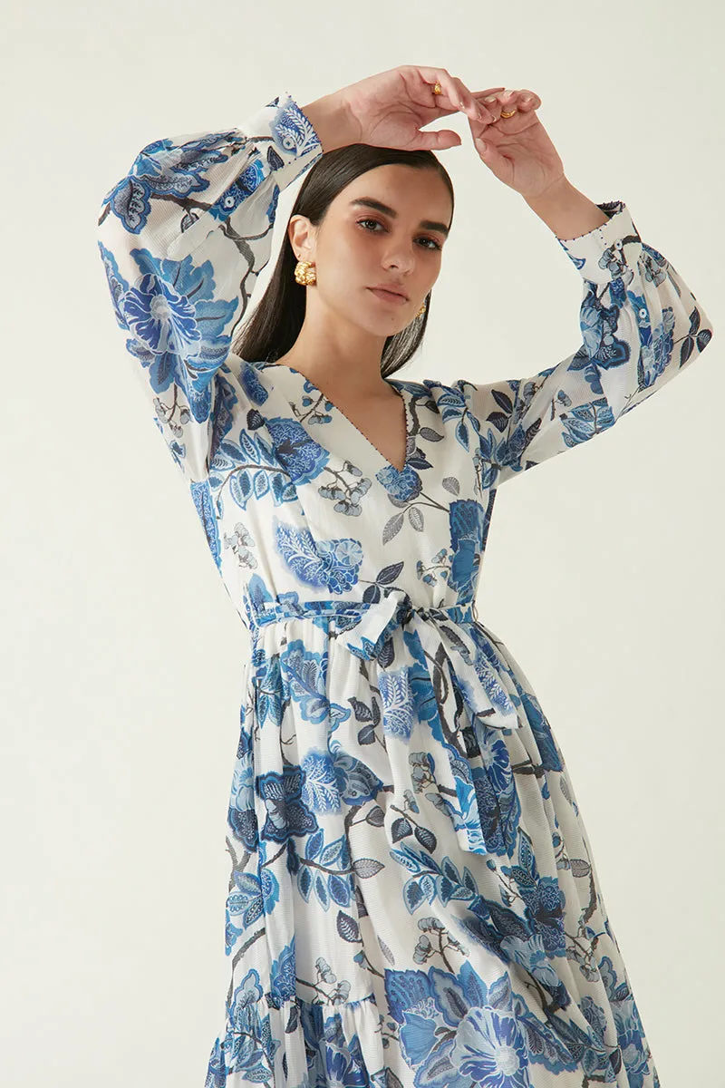 Rockefeller Holidays I  Gili Printed Dress Dobby Stripes White/Blue Java collection 4JV-118