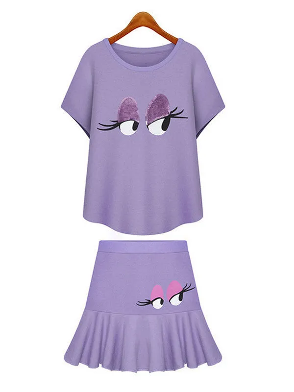 sequin eyes top and skort set