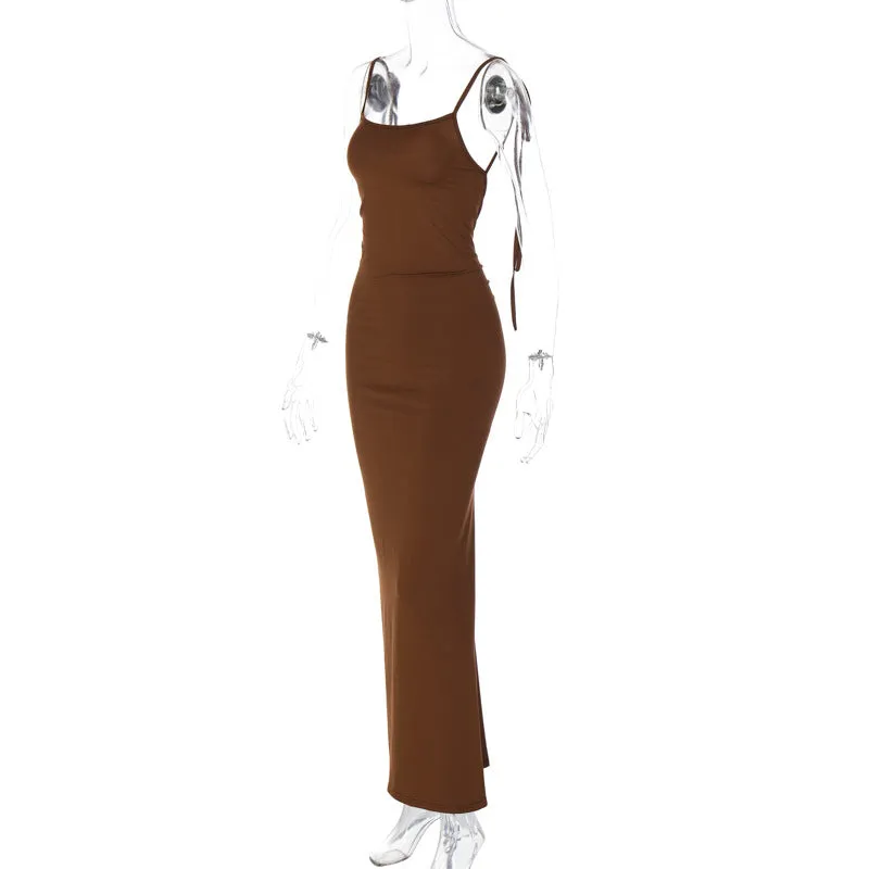 Sexy Backless Pleated Slim Sling Dress
