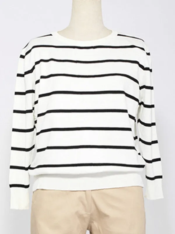 simple back buckle striped top