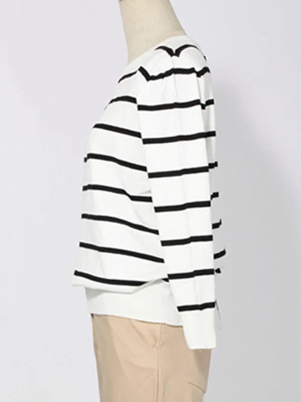 simple back buckle striped top