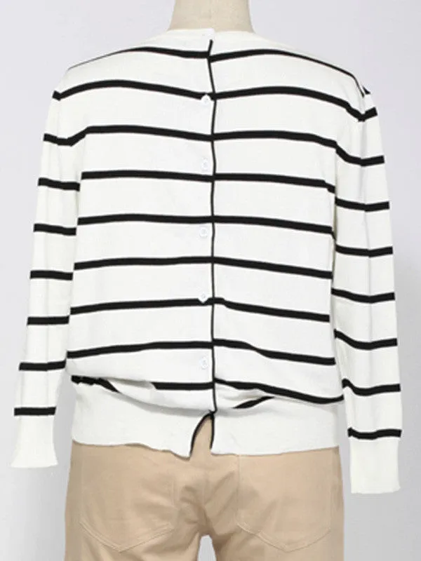 simple back buckle striped top