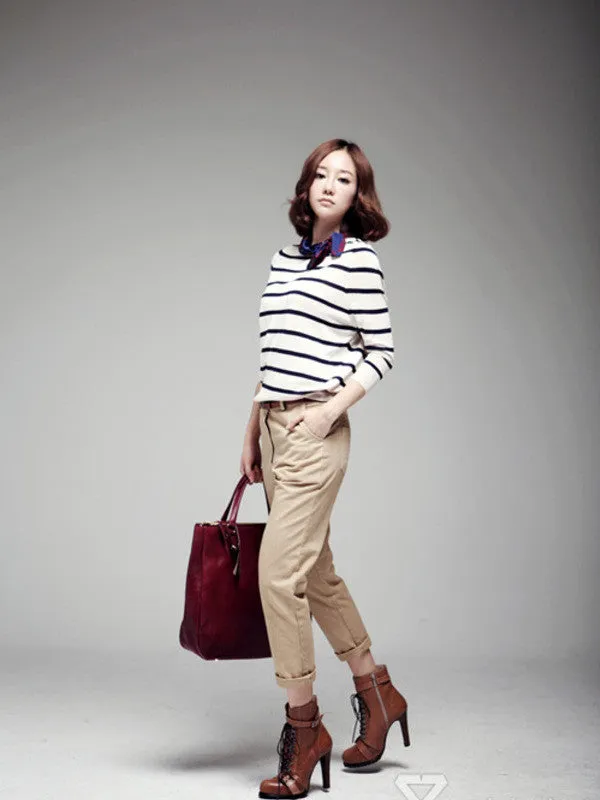 simple back buckle striped top
