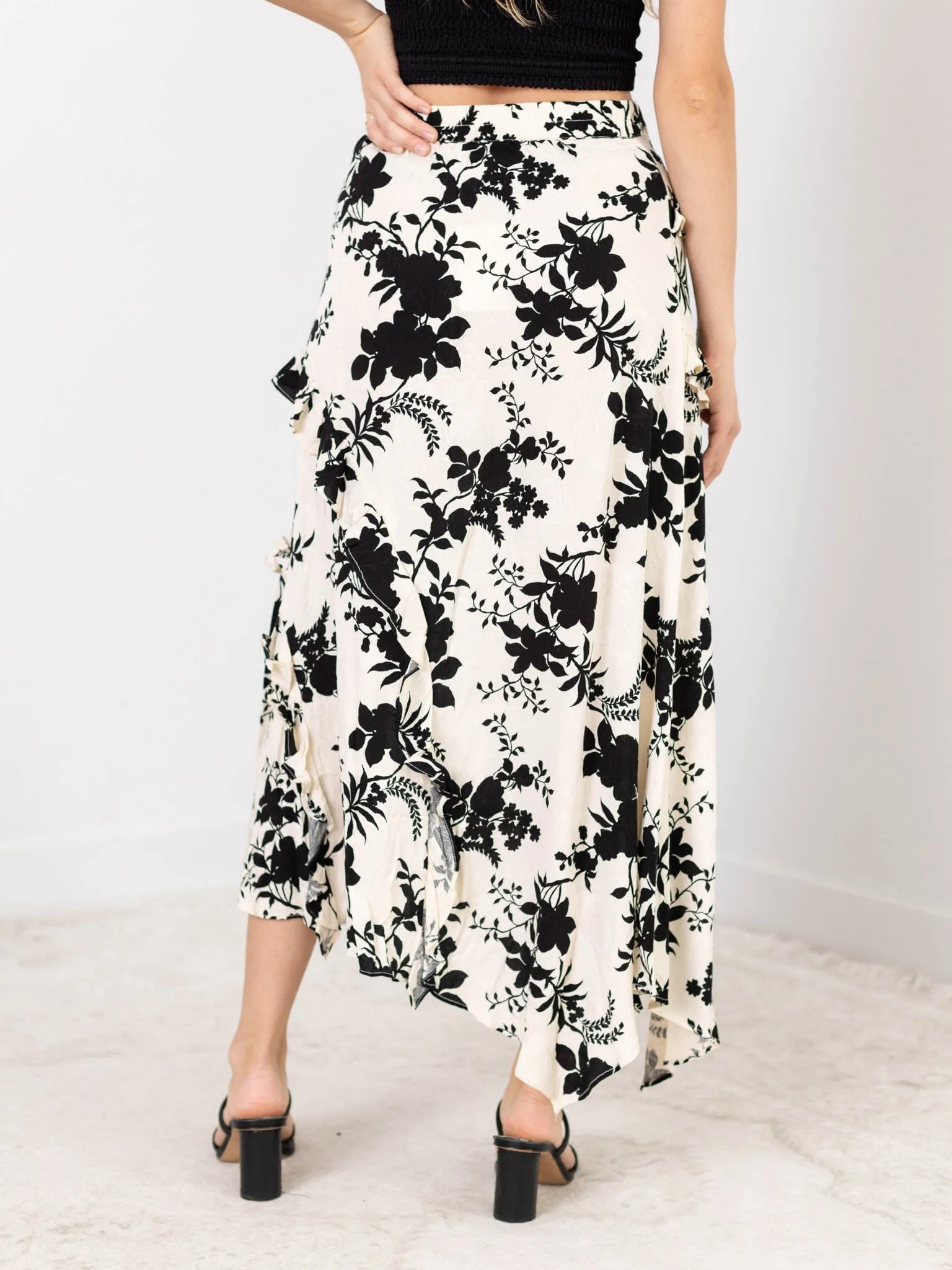 Skies Are Blue Jacquard Ruffle Mini Skirt