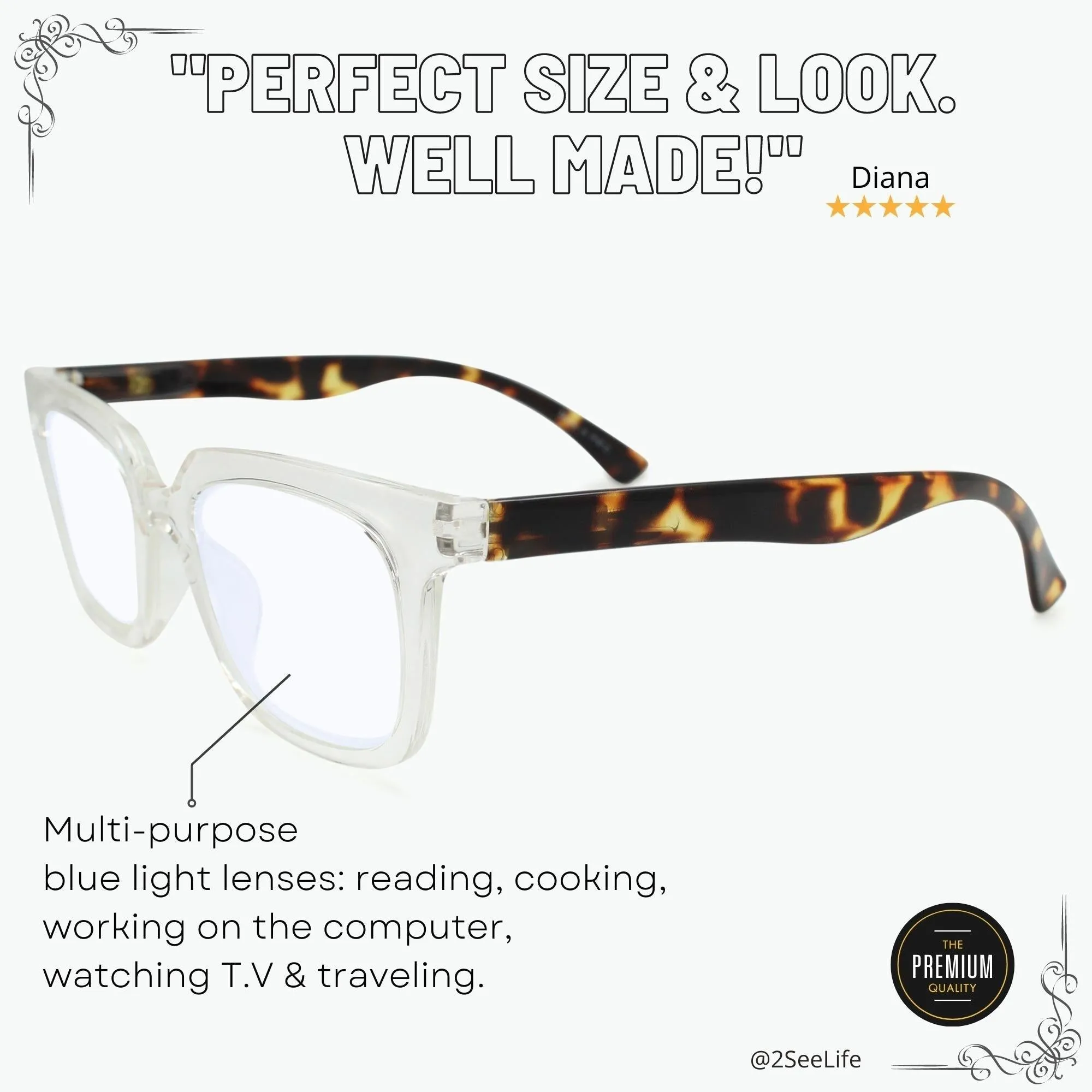 Small Face Reading Glasses Square Frame | R-833P