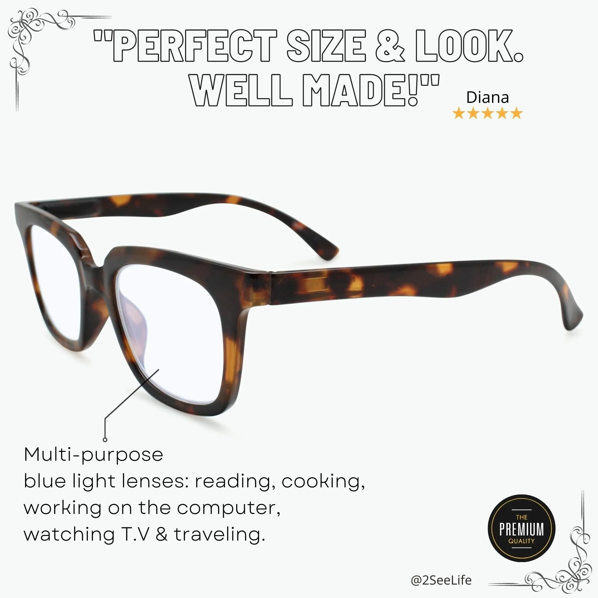 Small Face Reading Glasses Square Frame | R-833P