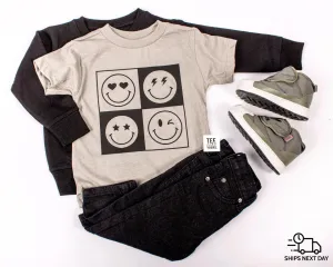 Smiley Face Retro Sibling Shirts | Siblings Matching T-shirts | Good Vibes only shirt for Brothers and Sisters | Boy and Girl Smiling Shirt