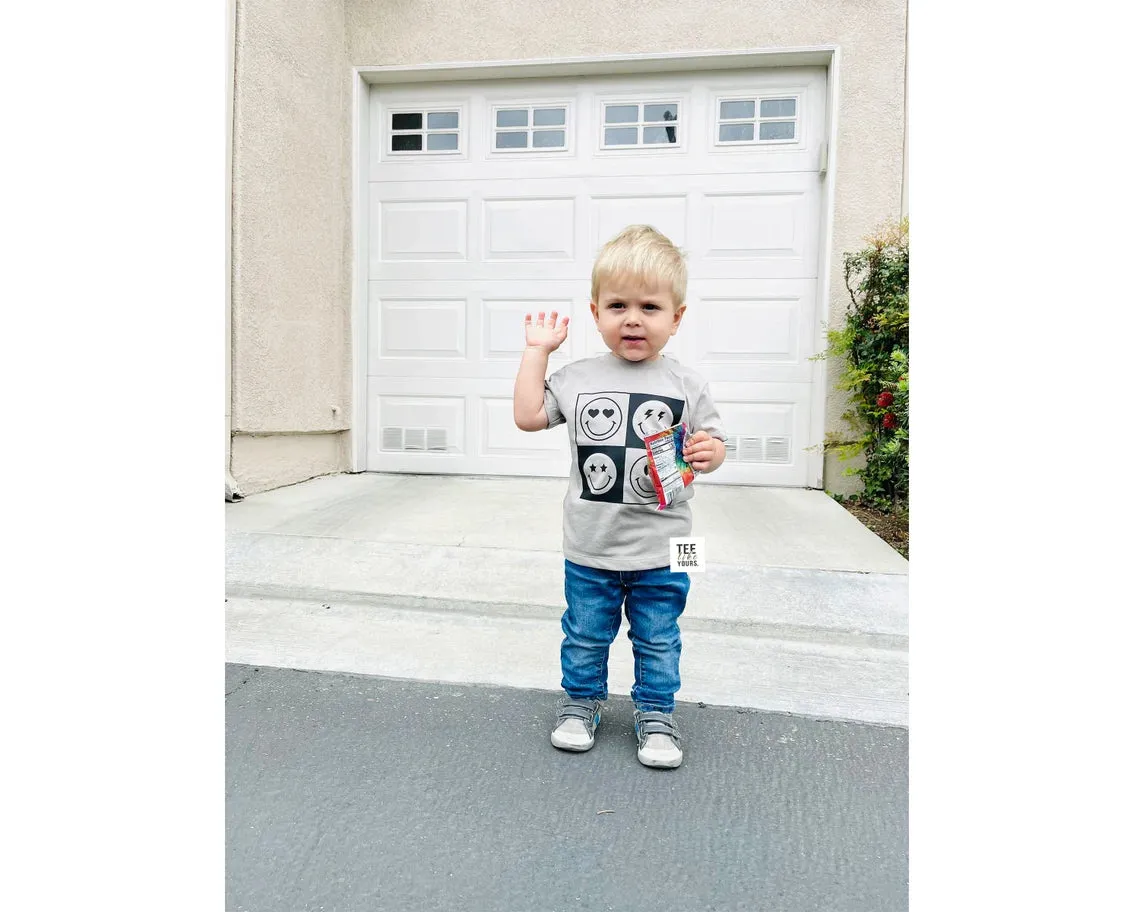 Smiley Face Retro Sibling Shirts | Siblings Matching T-shirts | Good Vibes only shirt for Brothers and Sisters | Boy and Girl Smiling Shirt