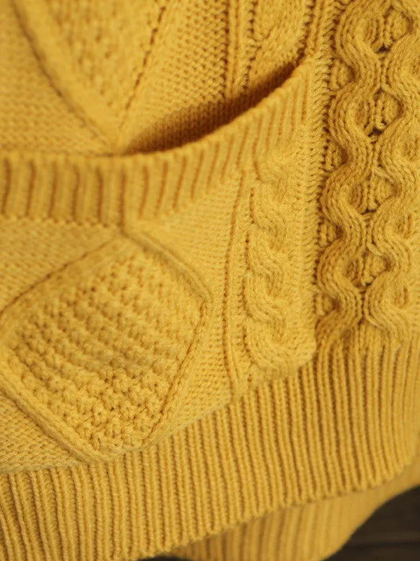 square pocket loose knit cardigan