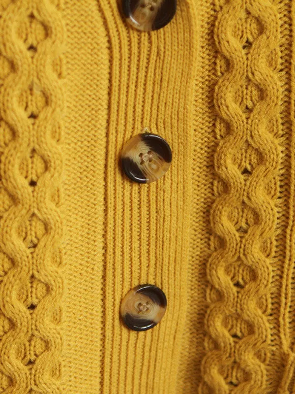 square pocket loose knit cardigan