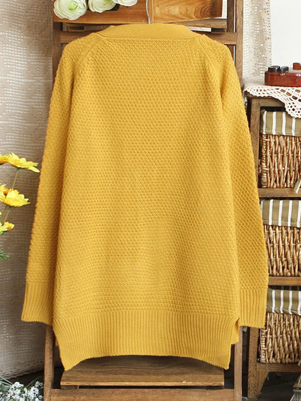 square pocket loose knit cardigan