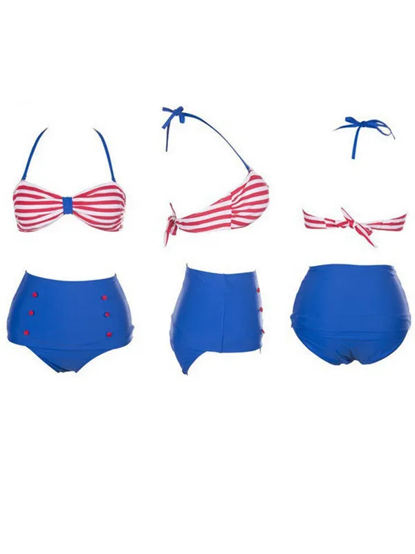striped knot bikini set