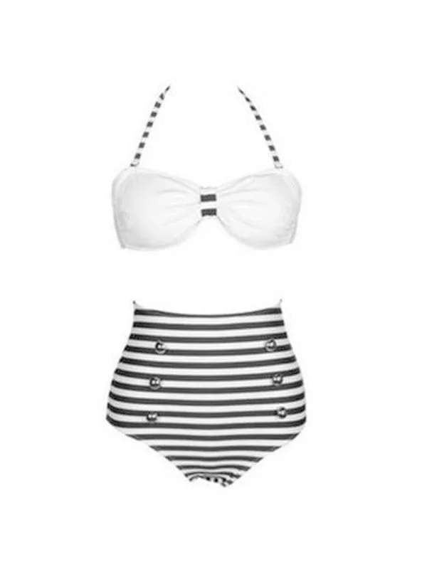 striped knot bikini set