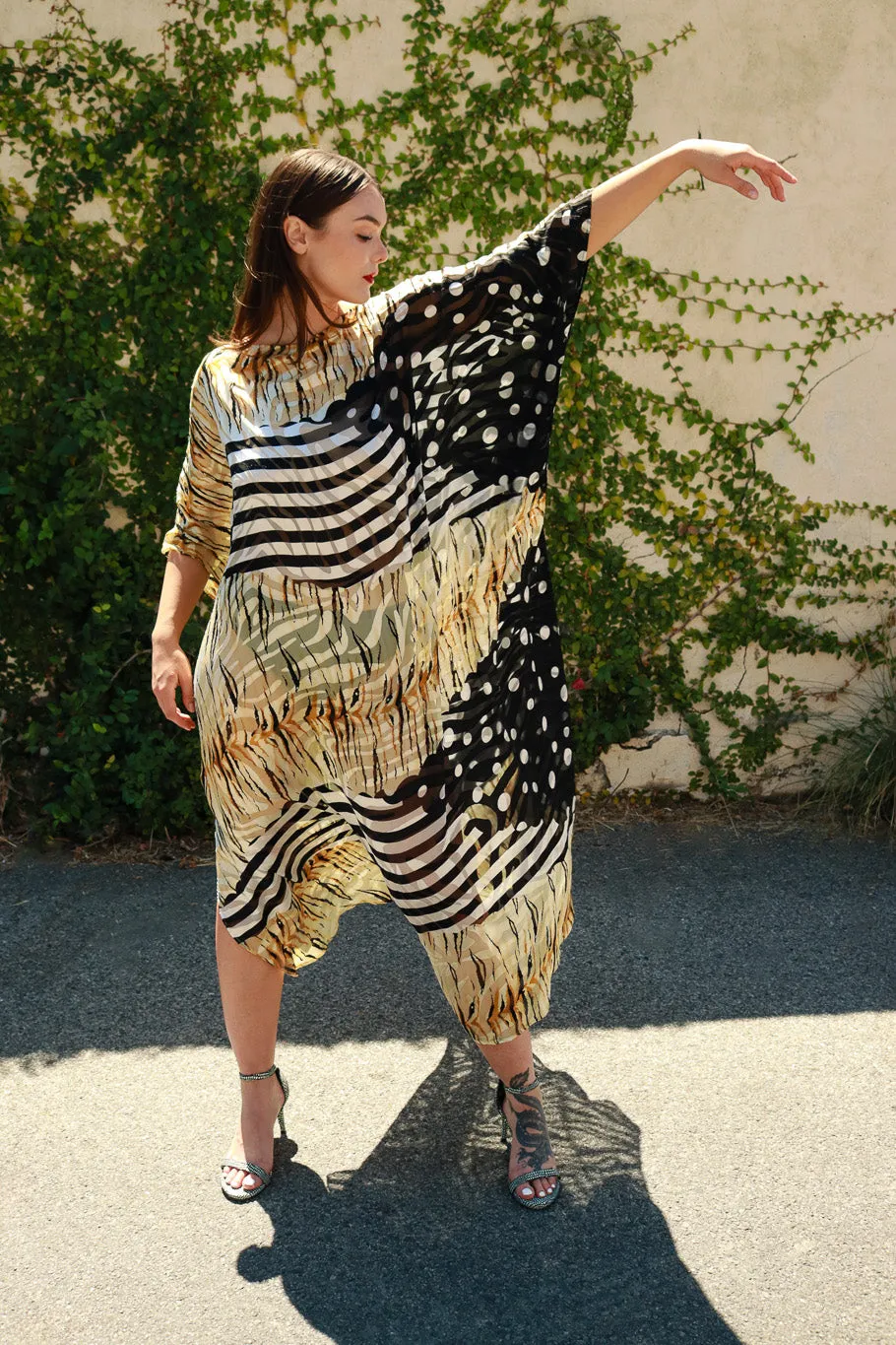 Stripes & Dots Burnout Caftan
