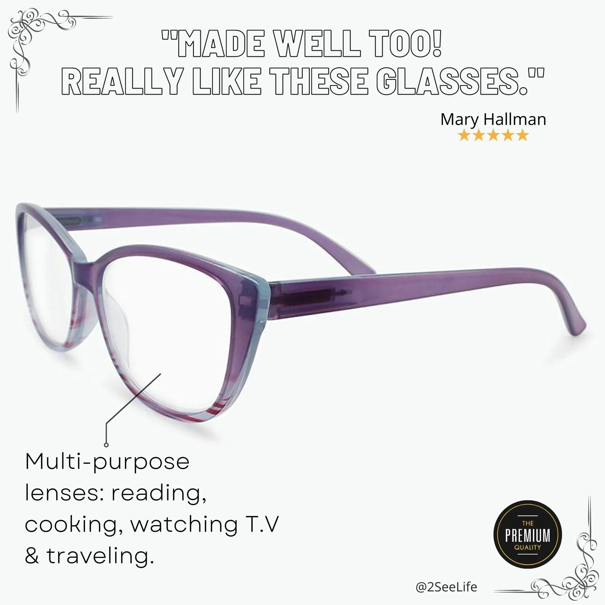 Stylish Cat Eye Reading Glasses for Women | R-734