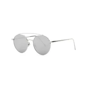 Stylish Metal Frame Mirrored Sunglasses - Silver