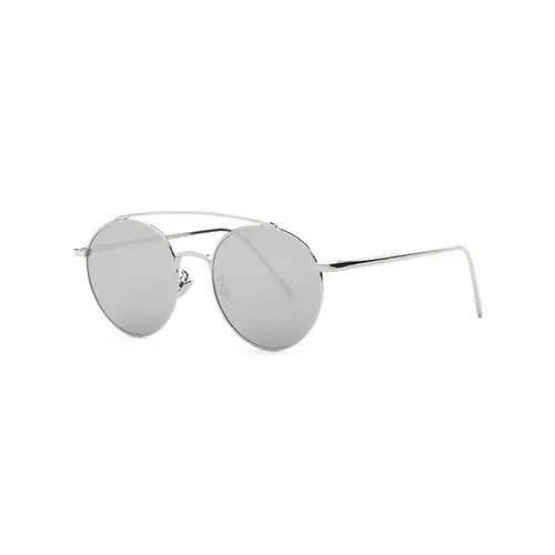 Stylish Metal Frame Mirrored Sunglasses - Silver