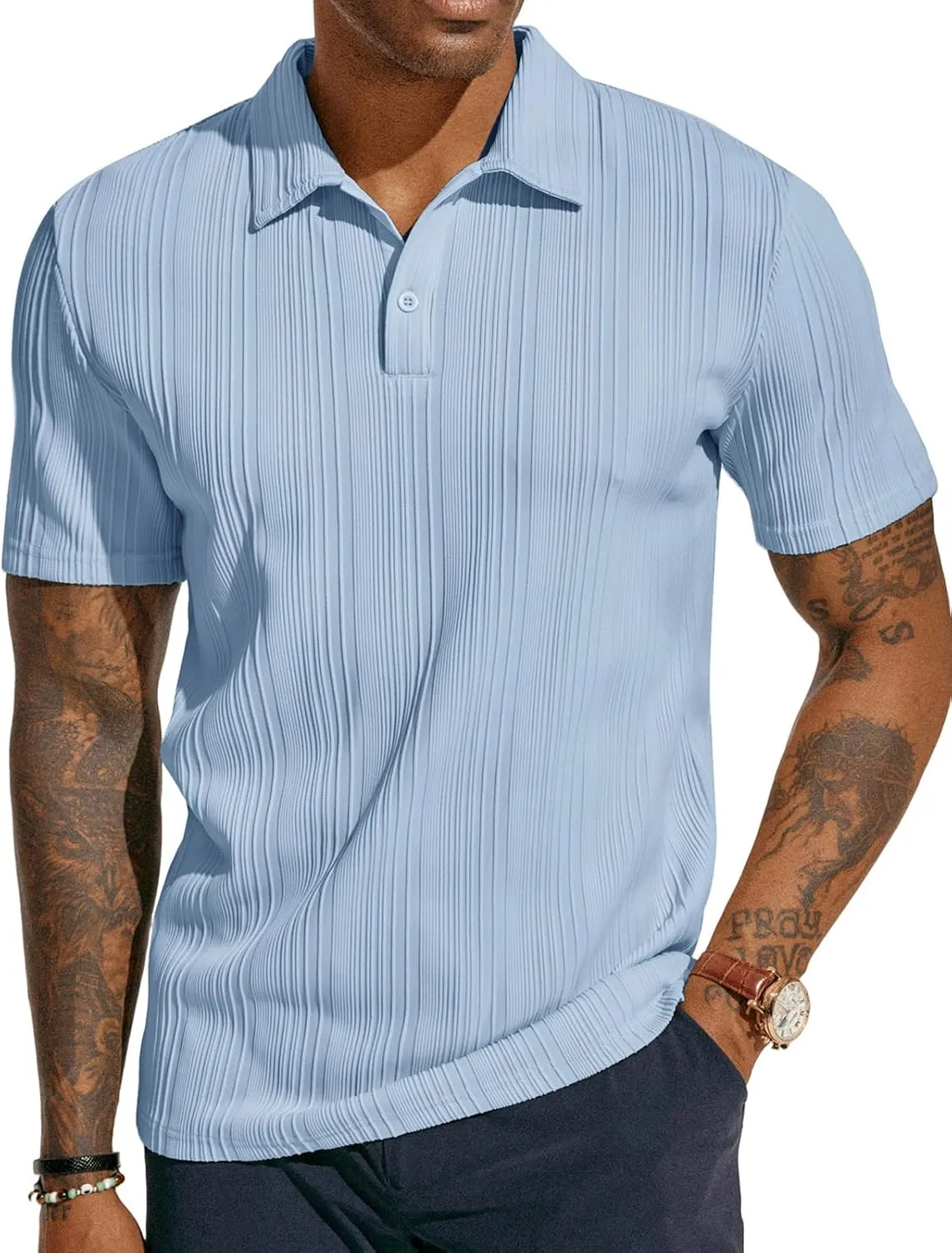Stylish Textured Polo Shirt Golf Fit, Casual for ATLASORA – Reduced cost Knit or Summer Data-driven Wear Stretchy Regular & Men's