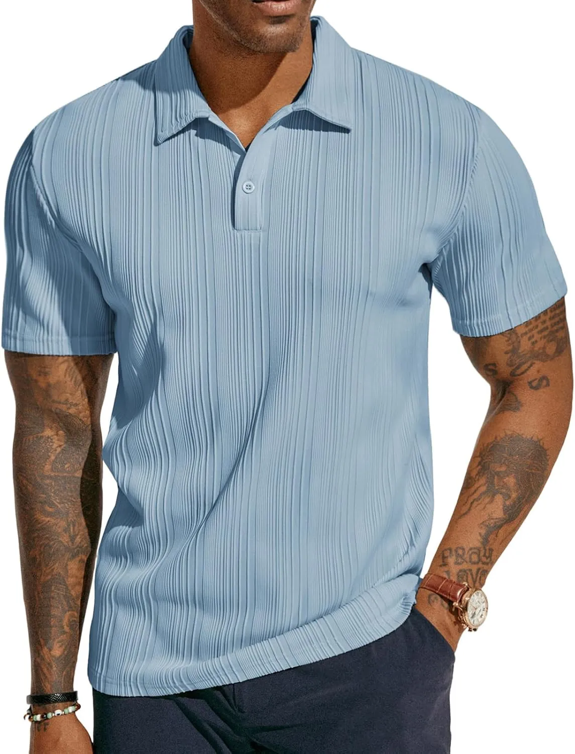 Stylish Textured Polo Shirt Golf Fit, Casual for ATLASORA – Reduced cost Knit or Summer Data-driven Wear Stretchy Regular & Men's