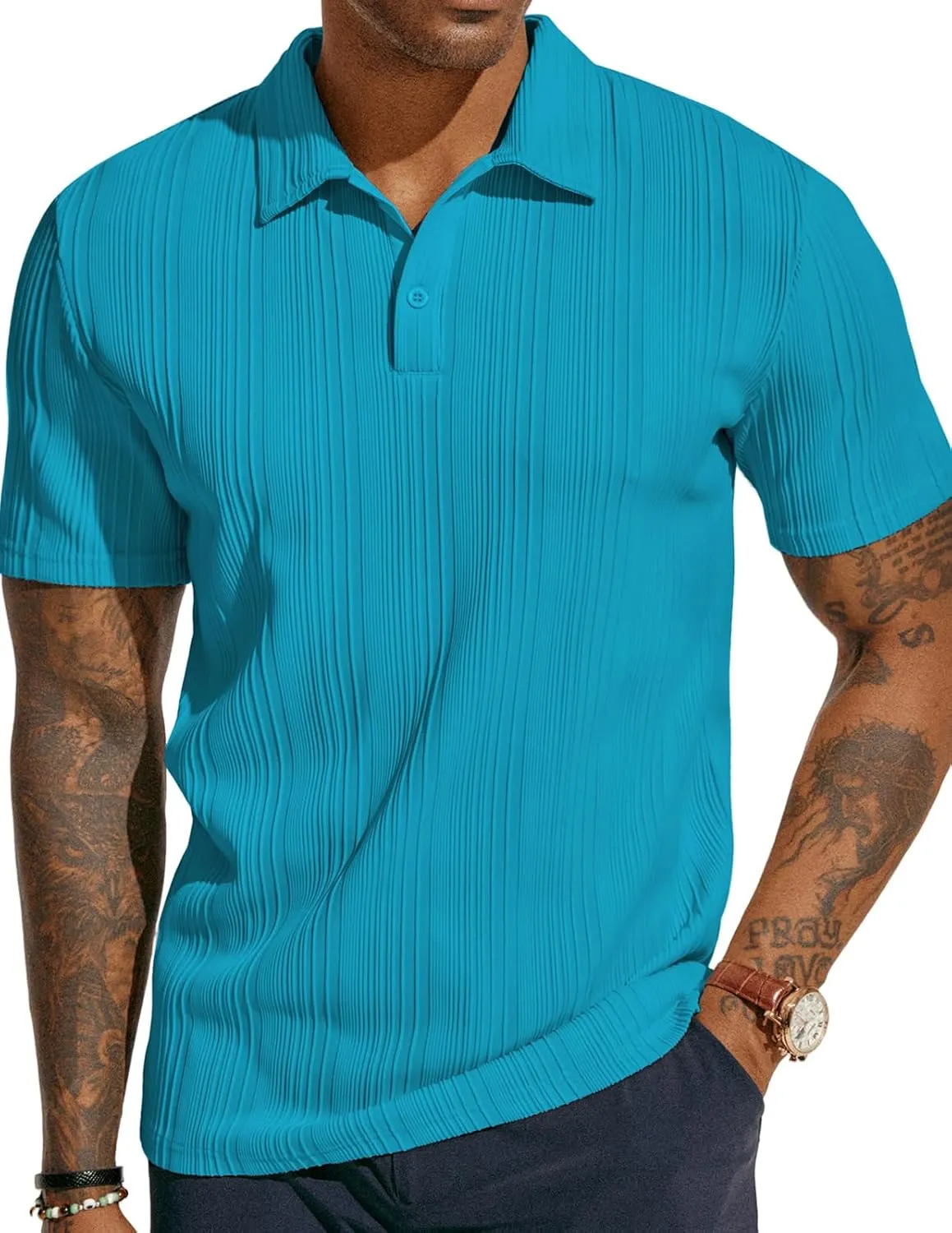 Stylish Textured Polo Shirt Golf Fit, Casual for ATLASORA – Reduced cost Knit or Summer Data-driven Wear Stretchy Regular & Men's