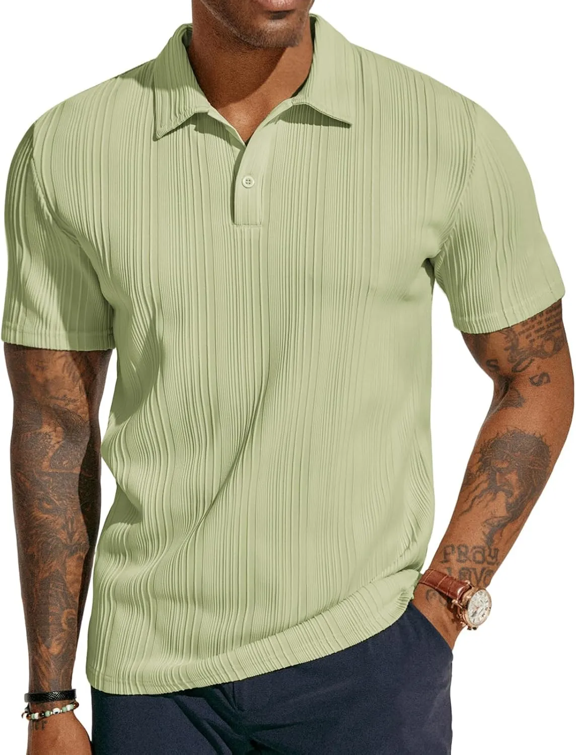 Stylish Textured Polo Shirt Golf Fit, Casual for ATLASORA – Reduced cost Knit or Summer Data-driven Wear Stretchy Regular & Men's