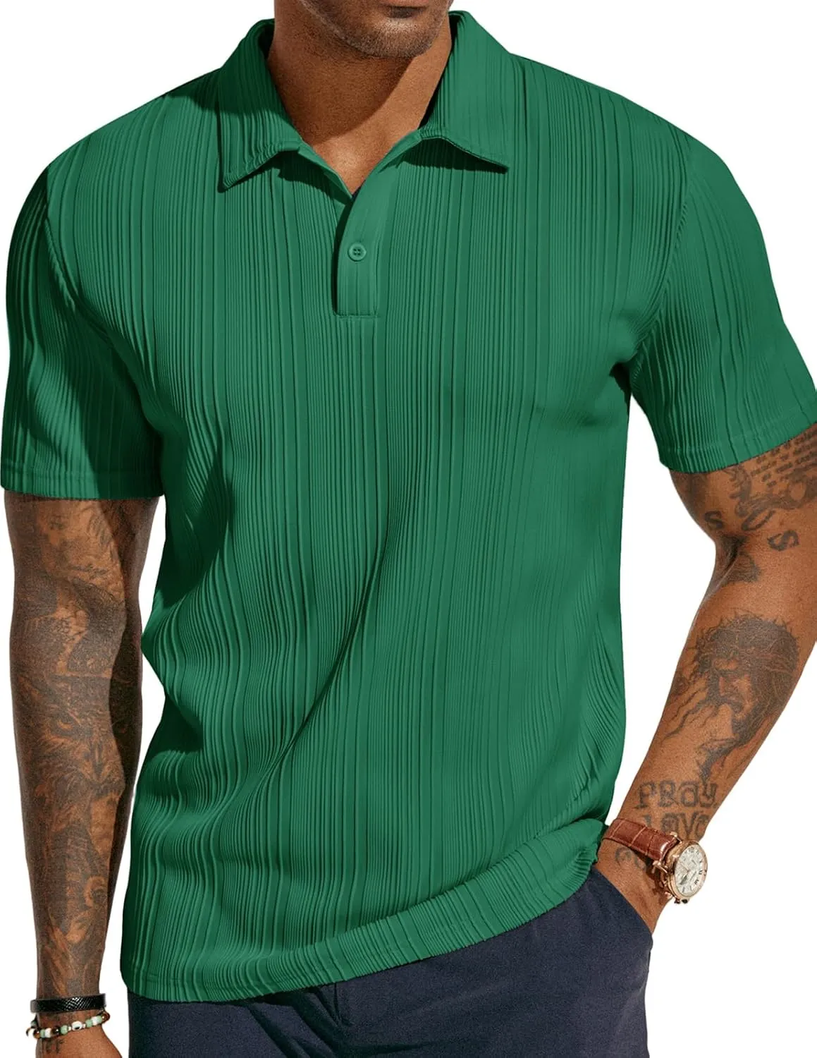 Stylish Textured Polo Shirt Golf Fit, Casual for ATLASORA – Reduced cost Knit or Summer Data-driven Wear Stretchy Regular & Men's