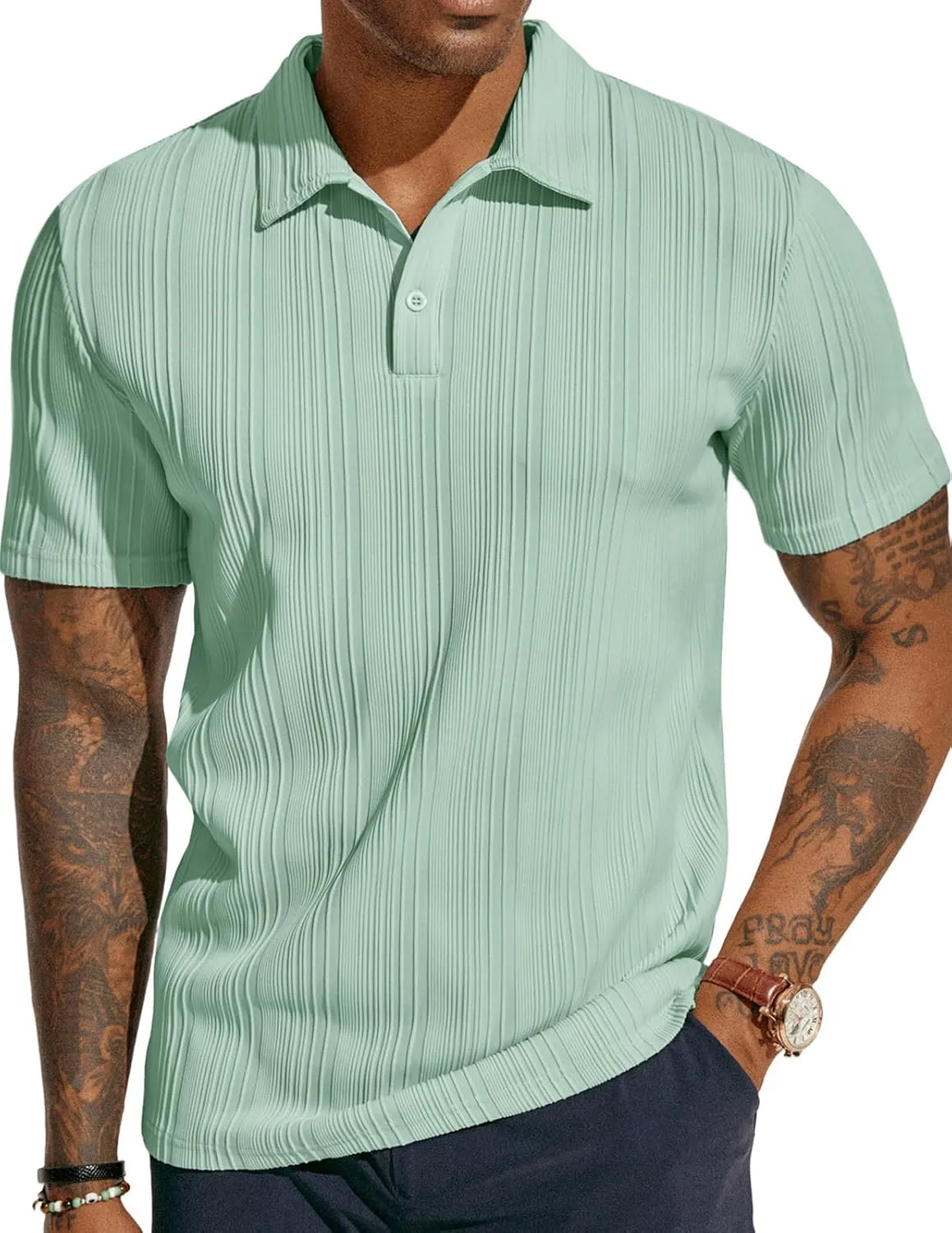 Stylish Textured Polo Shirt Golf Fit, Casual for ATLASORA – Reduced cost Knit or Summer Data-driven Wear Stretchy Regular & Men's