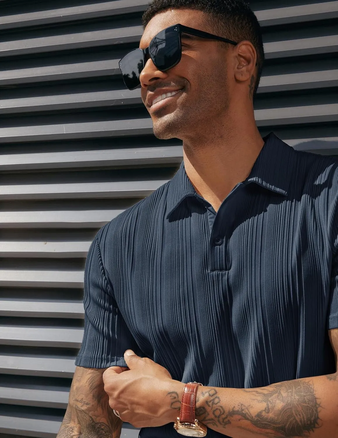 Stylish Textured Polo Shirt Golf Fit, Casual for ATLASORA – Reduced cost Knit or Summer Data-driven Wear Stretchy Regular & Men's