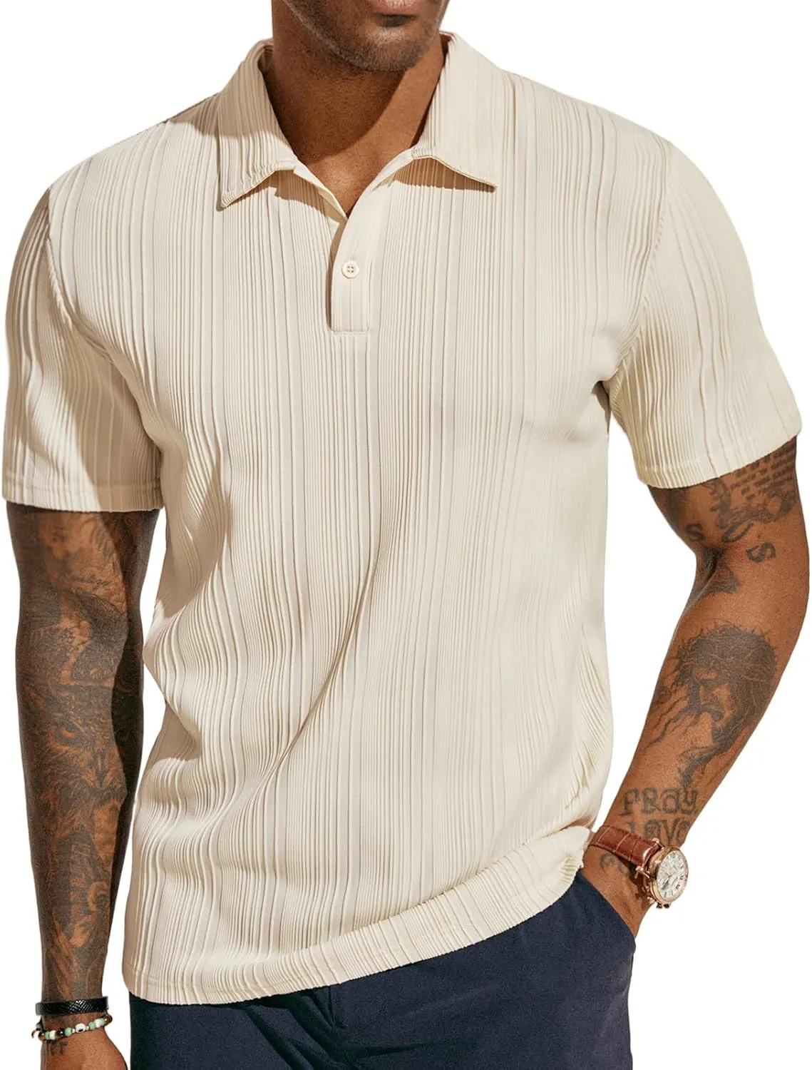 Stylish Textured Polo Shirt Golf Fit, Casual for ATLASORA – Reduced cost Knit or Summer Data-driven Wear Stretchy Regular & Men's