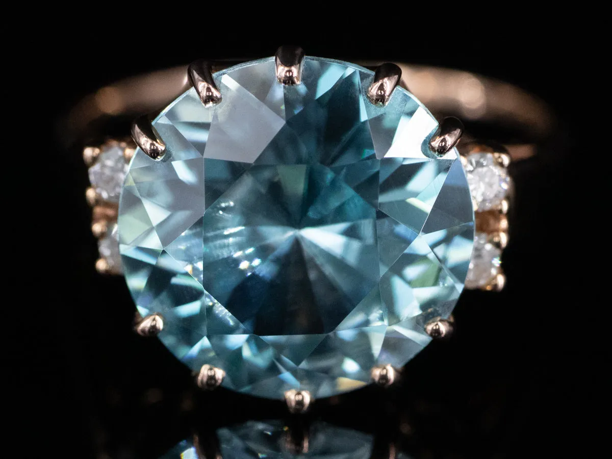 The Morgan Blue Zircon and Diamond Ring in 14K Rose Gold