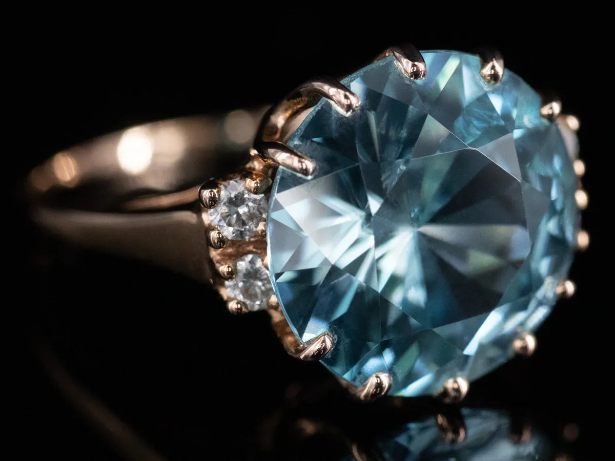 The Morgan Blue Zircon and Diamond Ring in 14K Rose Gold