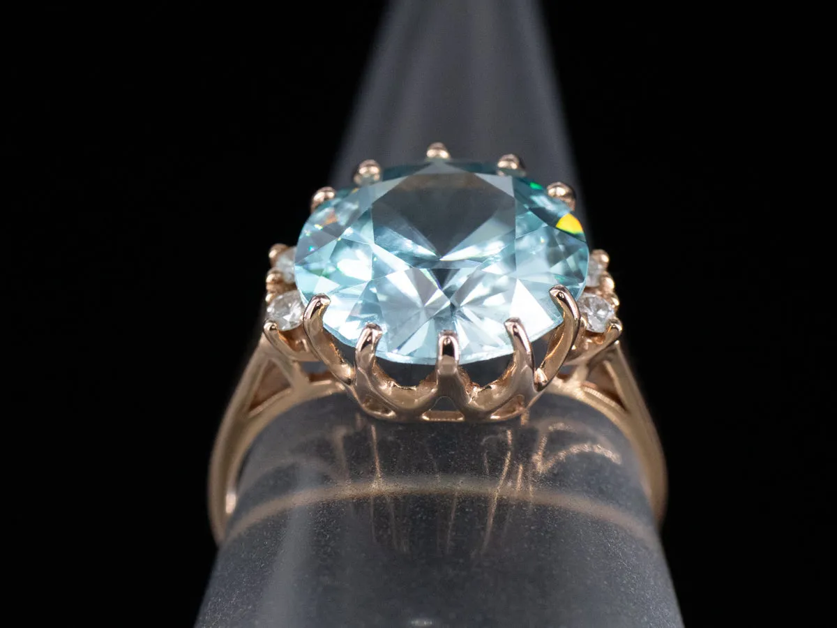 The Morgan Blue Zircon and Diamond Ring in 14K Rose Gold