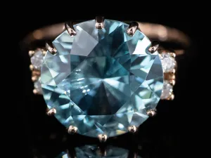 The Morgan Blue Zircon and Diamond Ring in 14K Rose Gold