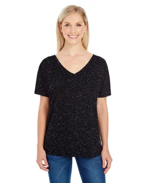 Threadfast Apparel Ladies Triblend Fleck Flowy V-Neck Tee | Black Fleck