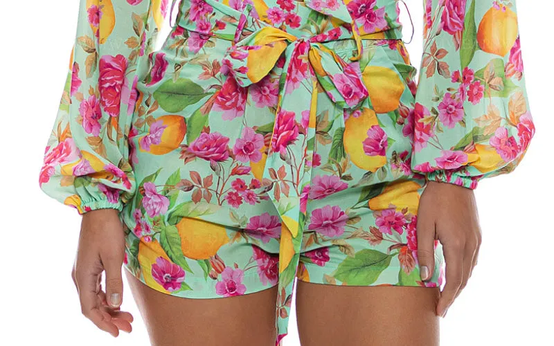 Tie Front Crop-Tie Waist Shorts Bikini ::RET