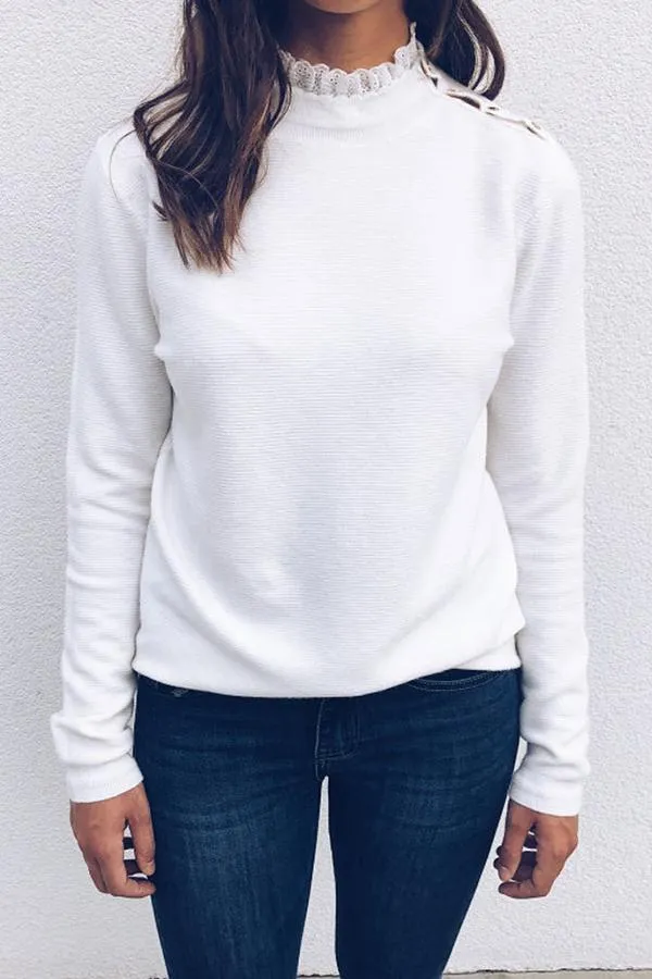 Trendy Lace Round Neck T-shirt