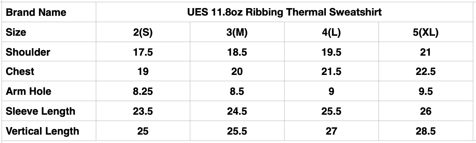 UES 11.8oz Ribbing Thermal Sweatshirt (Off White)