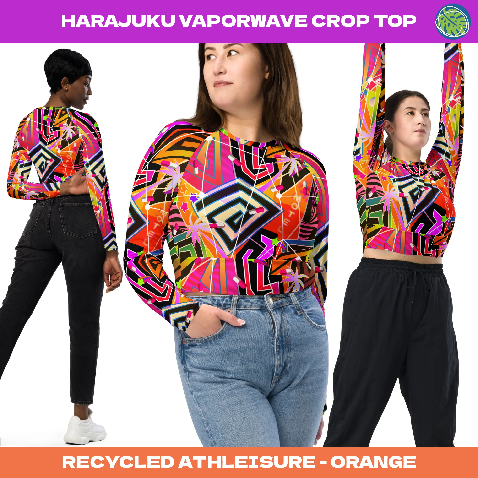 Underboob Crop Top, Orange Retrowave