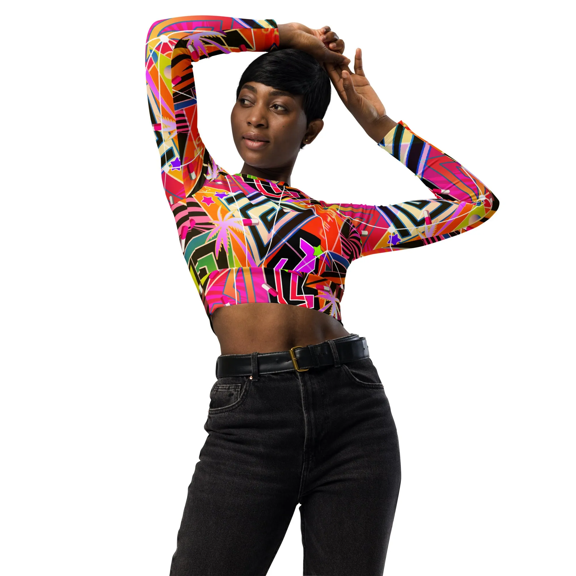 Underboob Crop Top, Orange Retrowave