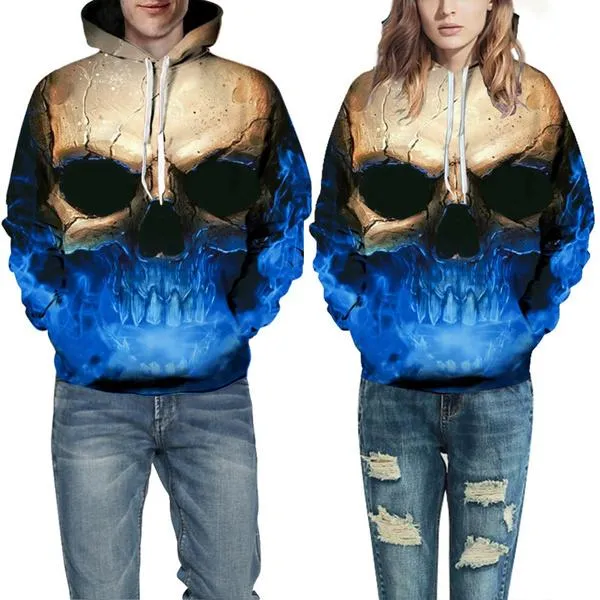 Unisex Characters Skull 3D Printed Hoodies