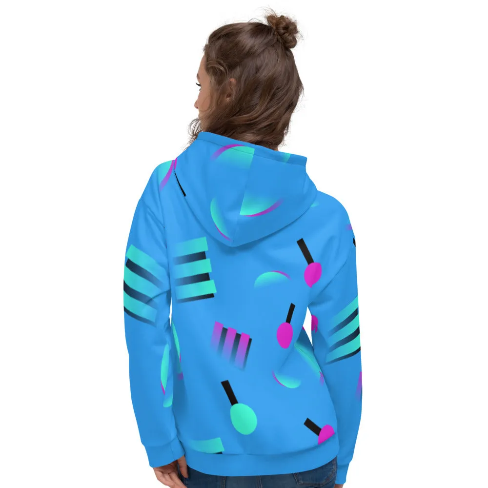 Unisex Hoodie, 80s Memphis Vapor Blue
