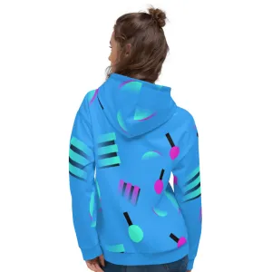 Unisex Hoodie, 80s Memphis Vapor Blue