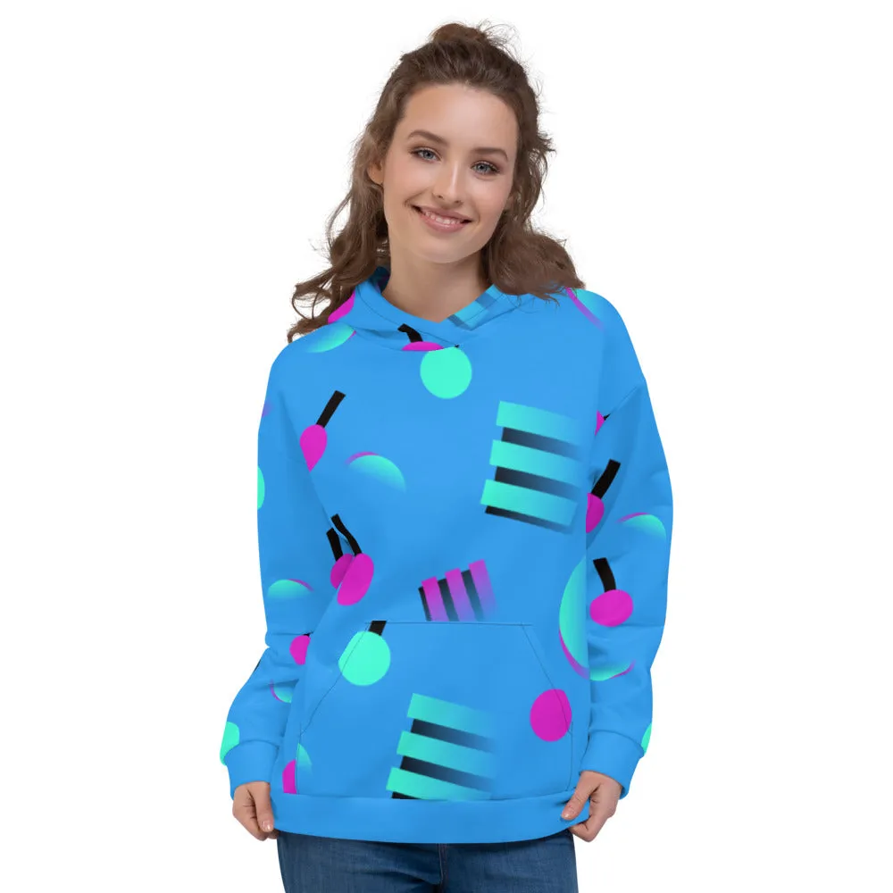 Unisex Hoodie, 80s Memphis Vapor Blue