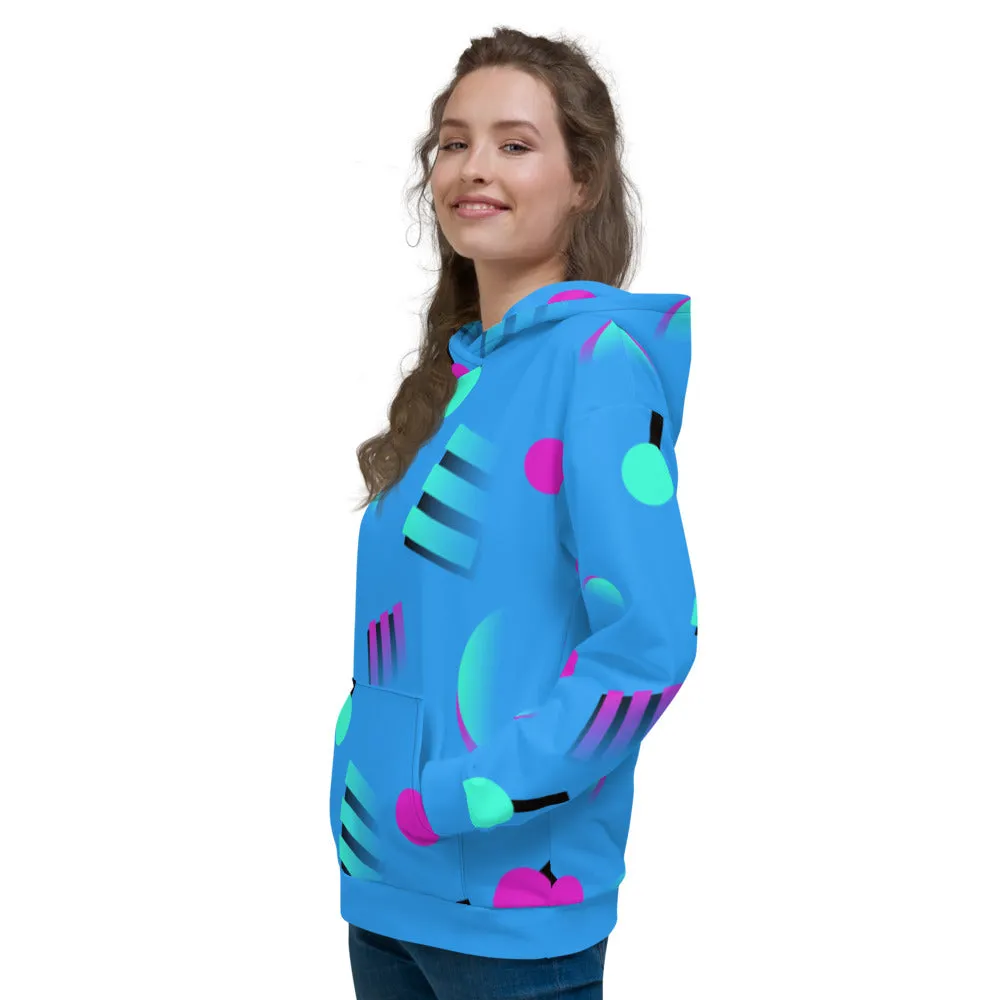 Unisex Hoodie, 80s Memphis Vapor Blue
