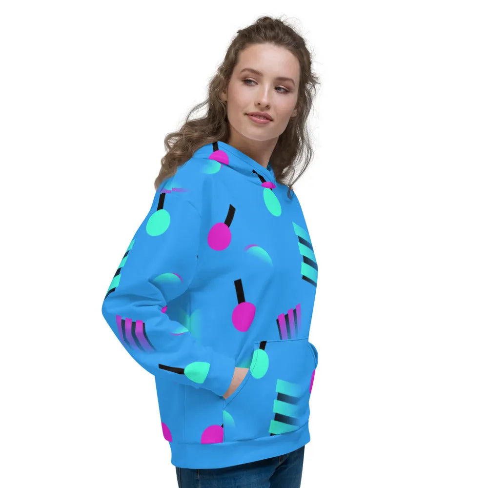 Unisex Hoodie, 80s Memphis Vapor Blue