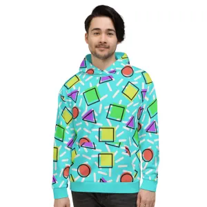 Unisex Hoodie, Geometric Memphis Blue