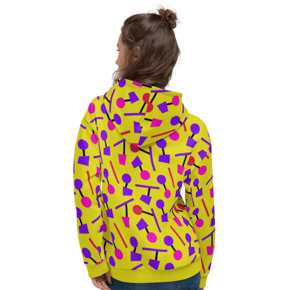 Unisex Hoodie, Geometric Memphis Yellow