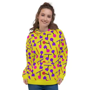 Unisex Hoodie, Geometric Memphis Yellow