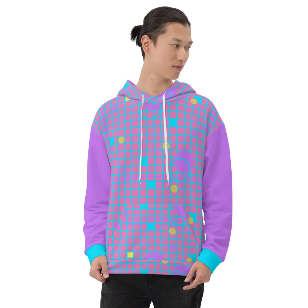Unisex Hoodie, Memphis Vapor Grid